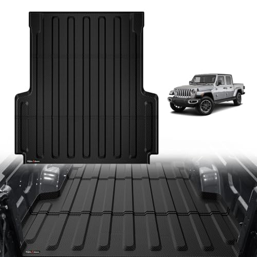 Image of TripleAliners Truck Mat Compatible with 2020-2026 Jeep Gladiator JT 5FT Accessories, Truck Bed Mat Heavy Duty Custom Fit All Weather Protection TPE Pickup Liner