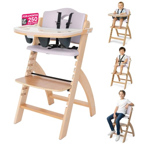 Abiie Beyond Junior Convertible Wooden High Chair with Removable Tray | 3-in-1 Adjustable Highchair for Babies & Toddlers Fits 6 Mos to 250 lbs Water-Resistant Mahogany Wood w White Cushion product thumbnail 20