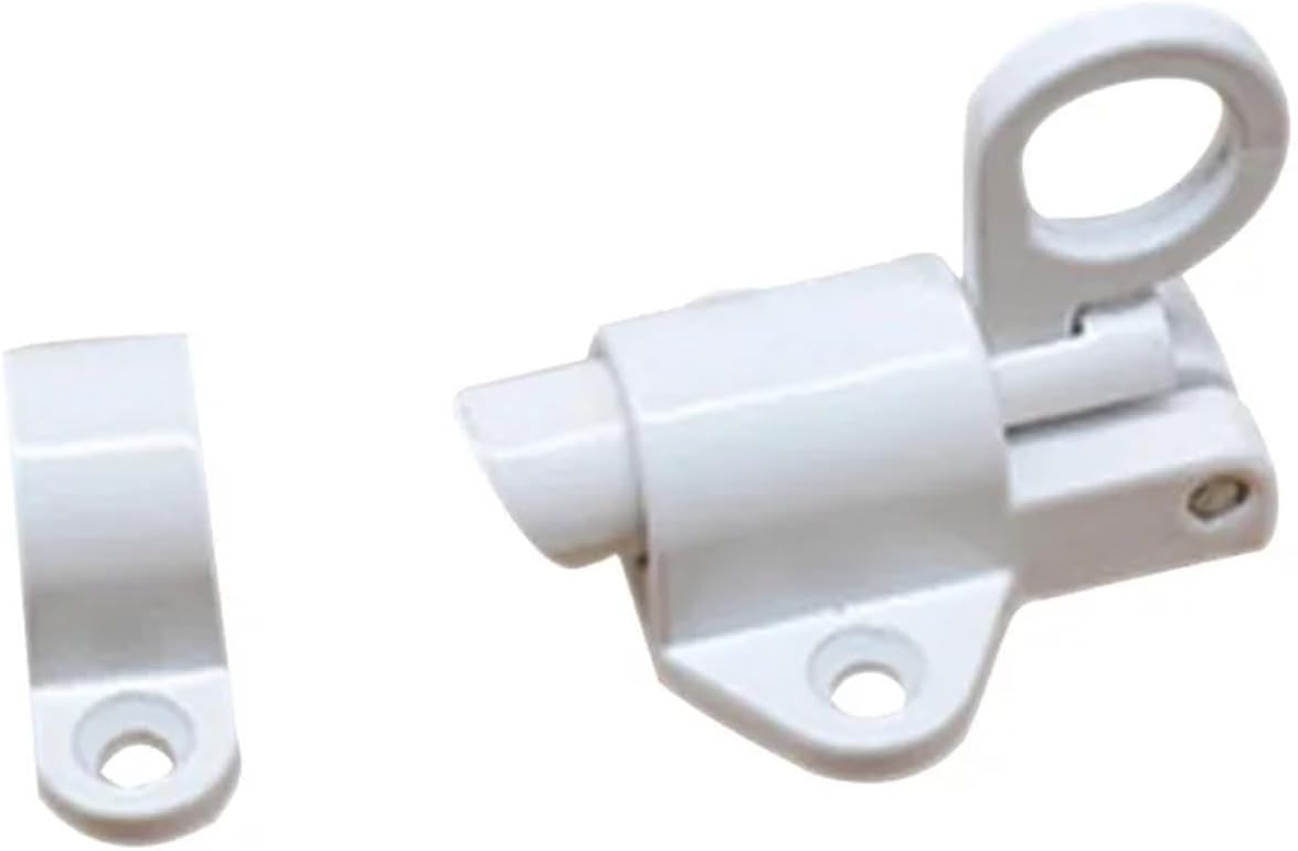 8Sets Automatic Door Bolt Latchs Home Window Gate Security Pull Ring Spring Bounce Doors Bolts Aluminum Door Latch Lock(White)