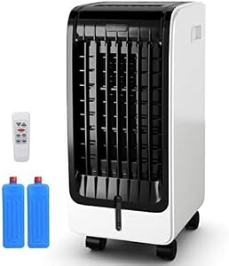 RELAX4LIFE Luftkühler, 3 in 1 Mobile Klimaanlage, 6L Wassertank/3 Geschwindigkeiten/8H-Timer, Luftkühler 75W & Ventilator & Luftbefeuchter, Air Cooler mit Rollen, Fernbedienung, 2 Kühlakkus