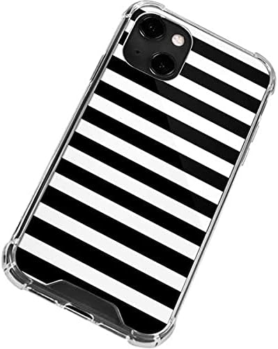 Skinit Clear Phone Case Compatible with iPhone 13 - White and Black Stripes Design