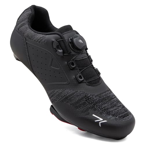 Feyenold Zapatillas de Ciclismo Unisex - Compatibles con Peloton, SPD/SPD-SL y Pedales Look para Entrenamiento Indoor/Exterior y Bicicleta de Carretera,Negro EU 42