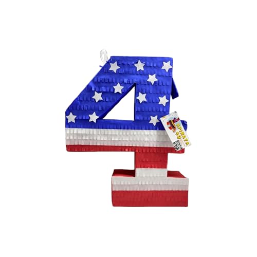 APINATA4U Patriotic Number Four Pinata, American Flag Themed Stars and