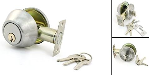 Sourcingmap House Bedroom Metal Round Knob Security Door Gate Lock Set w Keys, Silver - Image 3