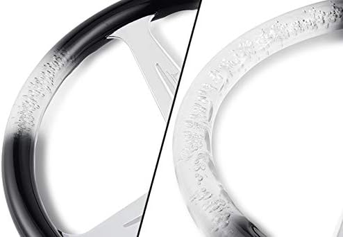 Miniatura 3 de W-Power, Volante universal de 13.7 pulgadas con 6 agujeros de perno de aluminio pulido negro transparente diamante estilo burbuja de cristal, botón