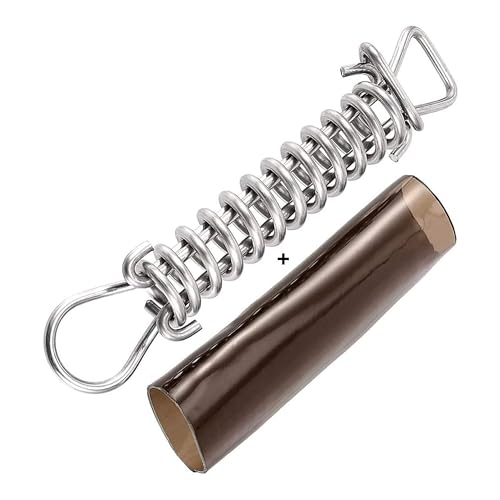 Wood Grip Swimming Pool Stainless Steel Spring Covers with Stopper D Ring and Protective Vinyl Spring Cover - for Winter Safety Pool Covers - Pool Cover Springs for Inground Pools (Pack of 5)