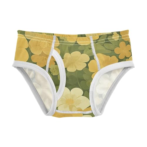 KLL Retro Green Floral Toddler Boys Soft Athletic Underwear Breathable Undies
