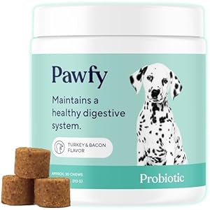 Pawfy Probiotics for Dogs | Supports Digestive Health, Diarrhea for Small and Large Dogs | Improves Gut Health | Anti Yeast Supplements | Promotes Skin Health and Seasonal Allergies Support – 30 Chews