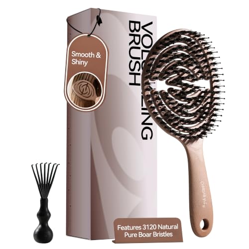 Boar Bristle Hair Brush for Women, Detangler Brush For Fine Hair & Styling