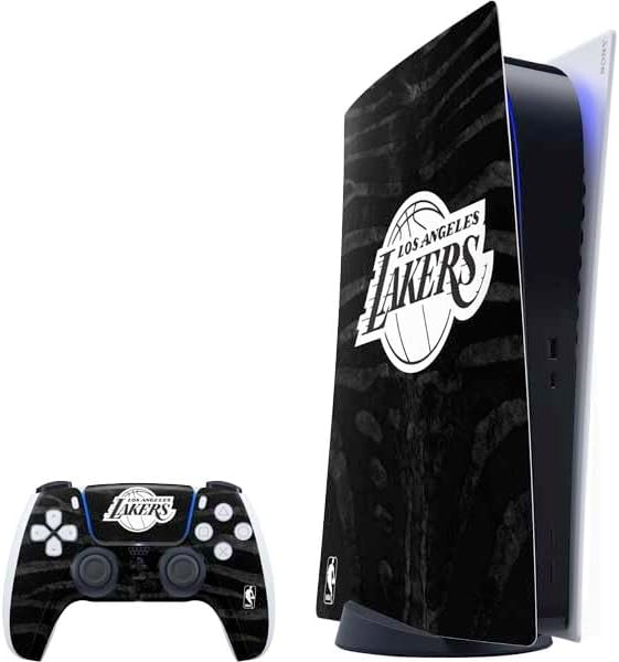 Skinit Decal Gaming Skin Compatible with PS5 Bundle - Officially Licensed NBA Los Angeles Lakers Home Jersey Design