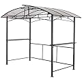 8' x 5' Grill Gazebo Shelter with Interlaced Vented Polycarbonate Roof, Outdoor BBQ Canopy with Side Shelves, Steel Frame for Garden, Patio, Backyard, Black