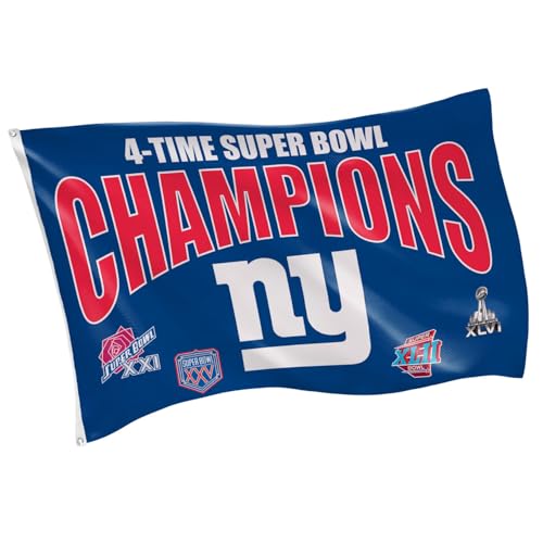 Team Sports America NFL New York Giants Multi-Win Superbowl Champions 3x5 Flag for Outside with Grommets | Outdoor & Indoor | Heavy Duty Flag & Banner | Works with Flag Pole for Outside House
