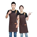 [DUNHE] エプロン おしゃれ 可愛い h型 レディース メンズ 前掛け 調整可能な 無地 カフェ風 大人エプロン 業務用 家庭 作業 料理用