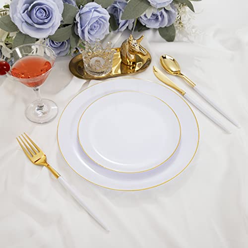 I00000 144Pcs Gold Plastic Silverware,Heavy Duty Gold Plastic Cutlery Disposable Flatware,Gold Plastic Utensils Set Includes 48 Gold Forks,48 Gold Knives,48 Gold Spoons For Party And Wedding &Birthday #TOP6