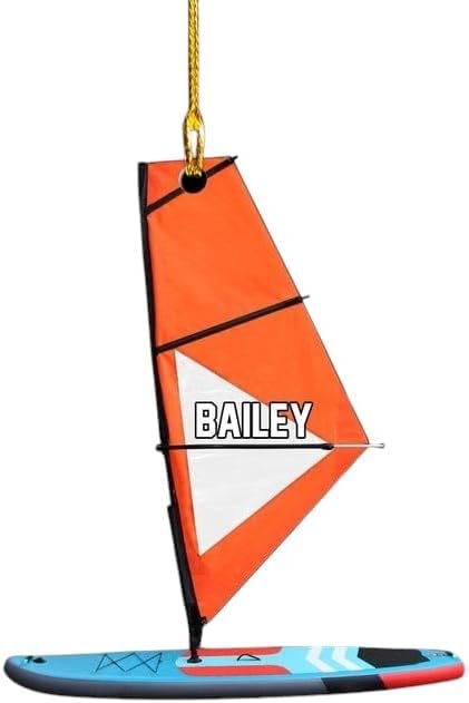 Custom Name Windsurfing Keychain – Personalized Acrylic Board and Sail Design, Name Tag for Keys, Bags, Luggage, Gift for Windsurf Lovers