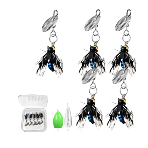 Fly Fishing Lures - Fly Fishing Assortment Kit | Steel Hook Carp Catch Artificial Bait Fly Fishing Gear with Reflective Sequins, Fishing Gear Saltwater fliess Fishing Attractors for Saltwatert