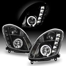 AKKON - For Infiniti G35 4 Doors Sedan Halogen Type Black CCFL Projector DRL LED Headlights Left Right Lamp