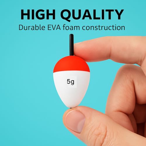 Image of VAYINATO 5 Pcs (5g) High-Visibility Red & White EVA Foam Fishing Floats - Large Buoyancy, Durable for Long Casts, Ideal for Freshwater & Saltwater Fishing