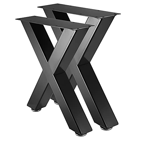 Pokytcox Table Legs，Set of 2 Furniture Legs, Desk Legs X Type Iron Bench Legs Metal Table Leg Dining Table Legs Coffee Desk Leg(15.5