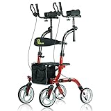 WINLOVE Upright Rollator Walkers for Seniors Stand Up Aluminium Tall Walker Light Weight for Rolling Mobility Walking Aids Orange