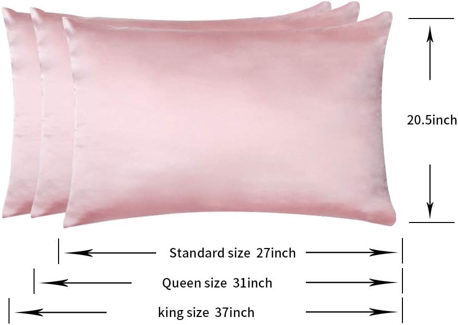 Jocoku 100% Mulberry Silk Pillowcases Set of 2 for Hair and Skin and Super Soft and Breathable King Size Nature Silk Pillowcases (King, Pink)