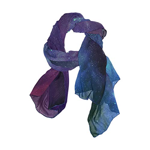 AUUXVA Women Silk Scarf Lightweight Long Soft Chiffon Shawl Wrap Neck Scarves Muffler for Ladies Girls Men (Purple Nebula)2