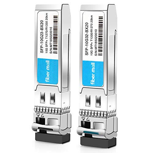 10G SFP+BIDI Transceiver a Pair for Cisco Meraki SFP-10G-BX20U-I Ubiquiti UF-SM-10G-S-1270 MikroTik S+2332LC10D-1270 D-Link Netgear 10GBASE-BIDI SFP+1270nm /1330nm 20km DOM Other Open Switches