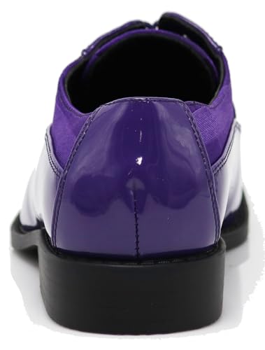 Image of BMY Men's Striped Satin Matching Patent Upper Oxfords Formal Dress Shoes