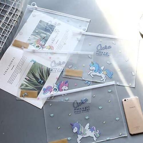 Image of ECLET Designer Pack of 4 Unicorn Transparent Pencil Pouches | Multipurpose Zipper Pen Pencil Case for Kids Return Gifts um