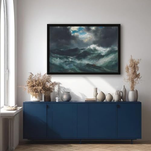 Impression sur toile marine de Thomas Moran avec cadre suspendu