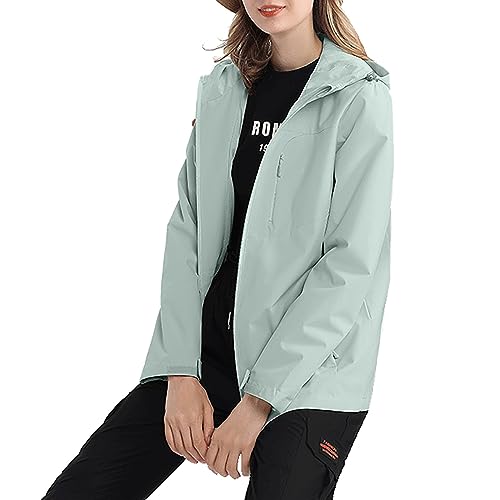 Hooded Soft Shell Jacket Women 3 In 1 Waterproof Jackets Women Lightweight Cycling Windbreaker With Hood Raincoats Cycling Breathable Windbreaker Plain Casual Rain Coats Softshell Jacket - Image 4