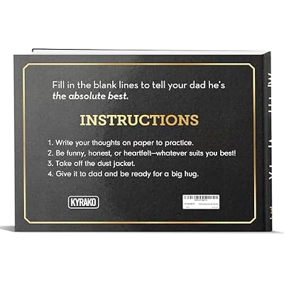KYRAKO Fathers Day Gift for Dad from Daughter, Son, Kids - What I Love about Dad Book, Fill-in-the-Blank Book for Dad: Fun Prompt Notebook to Share Memories, Thoughtful Birthday Present & Keepsake