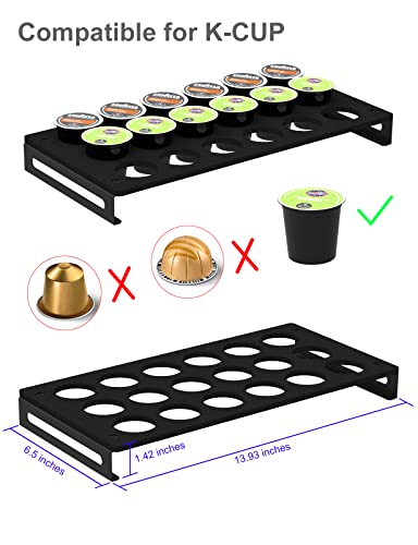 Tanicoo Wooden Coffee Pod Holder, K Cup Organizer For Counter,Flat Coffee Pod Organizer For 18 Coffee Pods For Home,Kitchen And Office(Black) #TOP1
