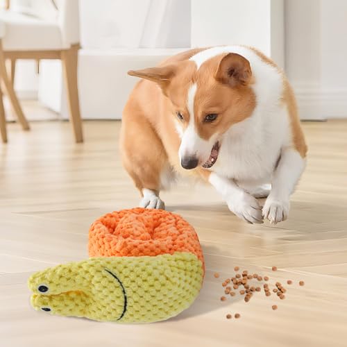 Treetopone Schnüffelspielzeug Hund,Intelligenzspielzeug Schnüffelteppich Hundespielzeug Intelligenz für Hunde,Gelb Schneckenform Interaktives Plüschspielzeug Hunde Geburtstag Geschenk