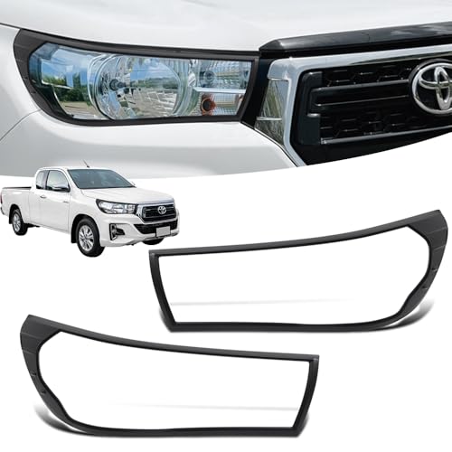 JHCHAN Enjoliveurs de phares pour Toyota Hilux 2015-2020 modèles de Base, Hilux AN110 AN120 AN130 Hilux Active Icon Revo Cache Phare Noir