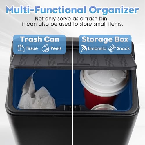 Shademax Rear Trash Can for Tesla Model Y Juniper 2026 2025 Center Console Organizer Backseat Storage Box Underseat Storage Tray Garbage Can Bin for Model Y Juniper Accessories Press Open Design Black by Shademax - Image 5