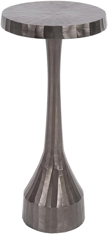 Howard Elliott Collection Round Martini Candlestick Side Table, Chiseled Aluminum Pedestal Stand for Cocktails, Home and Party Use in Small Spaces and Living Room Decor, Graphite, 9 x 9 x 20 Inch