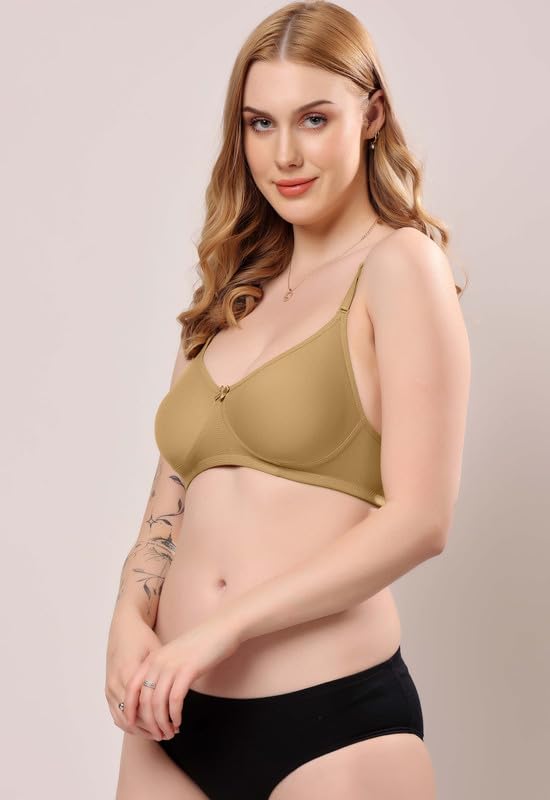 Image of London Hills Regular Bra for Women Everyday Non Padded Wire Free Mid Coverage Cotton Blend