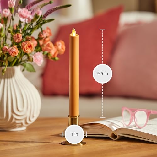 Image of Luminara - Flameless Battery Operated Taper Candle - Sunlit Honey - Pack of 1-1x9.5 - LED Flickering Flame - Realistic Safe for Home Kids and Pets