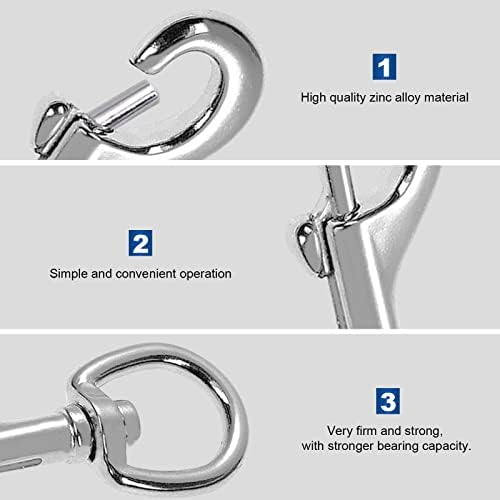 Swivel Snap Hooks, Heavy Duty Dog Lead Clip Clasp 360° Swivel Joints Trigger Clips Heavy Duty Trigger Clips, Zinc Alloy Lobster Claw Clasps for Dog Leashes Camping Keyring (3 Pcs)