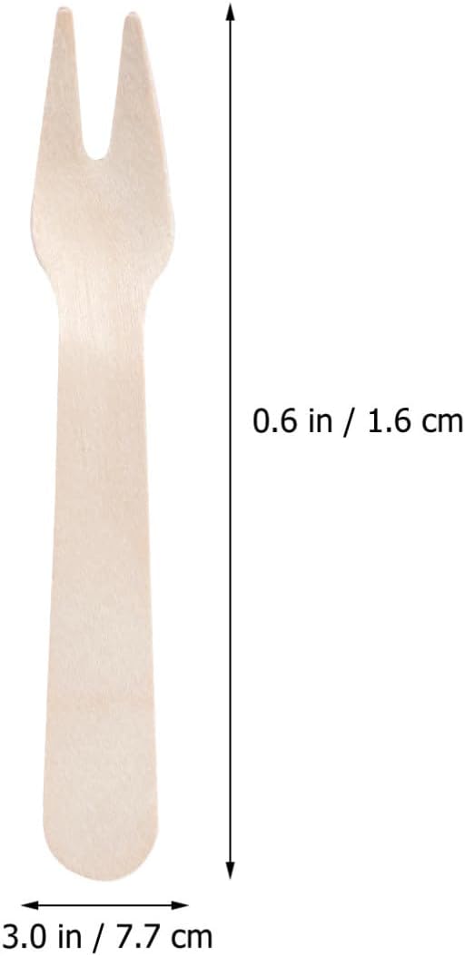 100pcs Wooden Cake Fork Disposable Dessert Forks for Picnic Dinner