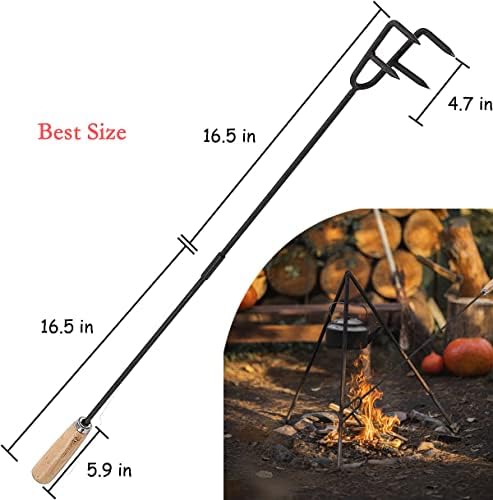 Docuuleuy 33-Inch Fire Poker Stick, Outdoor Heavy Duty Steel Black Solid Fireplace Poker Tool for Fire Pit for Outdoor Camping Fireplace Tool Stoke Campfire Fireplace Indoor or Outdoor Use
