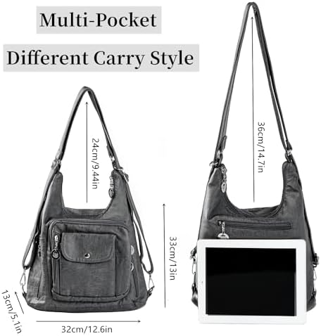 Women Handbags Hobo Bag Tote Bags Shoulder Bag Soft Washed Leather Multifunctional Messenger Bag