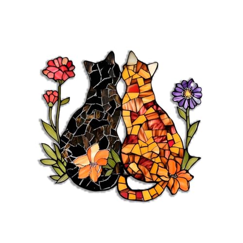 Imán decorativo acrílico con gatitos y flores miniatura 2
