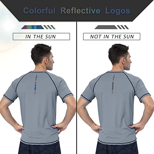 Men's Swim Shirts Short Sleeve Quick Dry Upf 50+ Sun Protection Rash Guard Beach Fishing T Shirts(Grey 2Xl) #TOP4