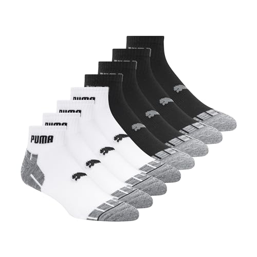 PUMA Men's 8 Pack Athletic Cushioned Quarter Crew Socks