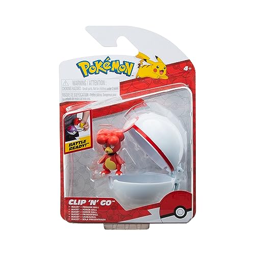 Pokémon PKW3139 Clip'n'Go Poké Balls-Magby & Premierball, preto