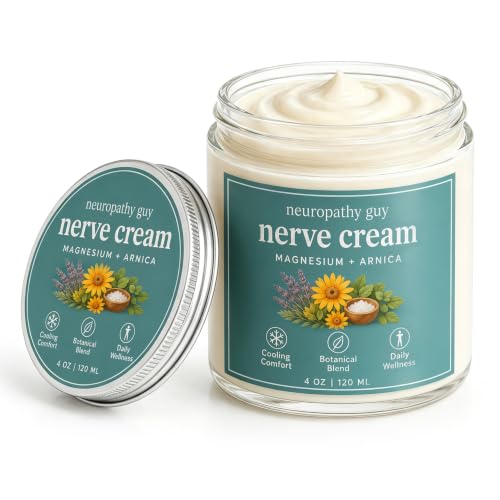 Neuropathy Guy Nerve Cream, Magnesium Arnica Cooling Comfort Cream, Botanical Blend with Aloe Vera & Vitamin E, Fast Absorbing Daily Body Care for Hands & Feet, 120ml