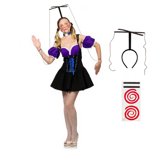 2 Pcs Halloween Marionette Doll Costume Accessories for Horror Cosplay