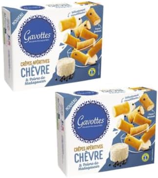 Gavottes Mini Savoury Cr pes with Cream Filling Pack of 2 x 80g - Choose a flavour   Ready to Eat French Snack Goat s Cheese & Madagascar Pepper